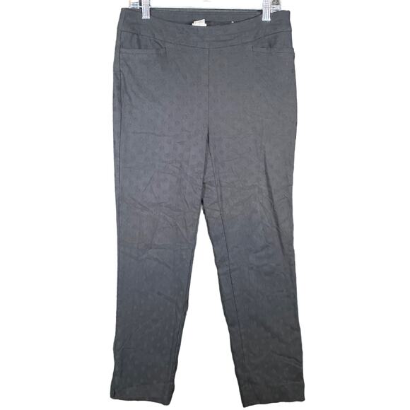 Chicos Womens Pants Black Pull On Dot Textured Ankle Workwear Stretch 1R (8R) - Picture 1 of 13